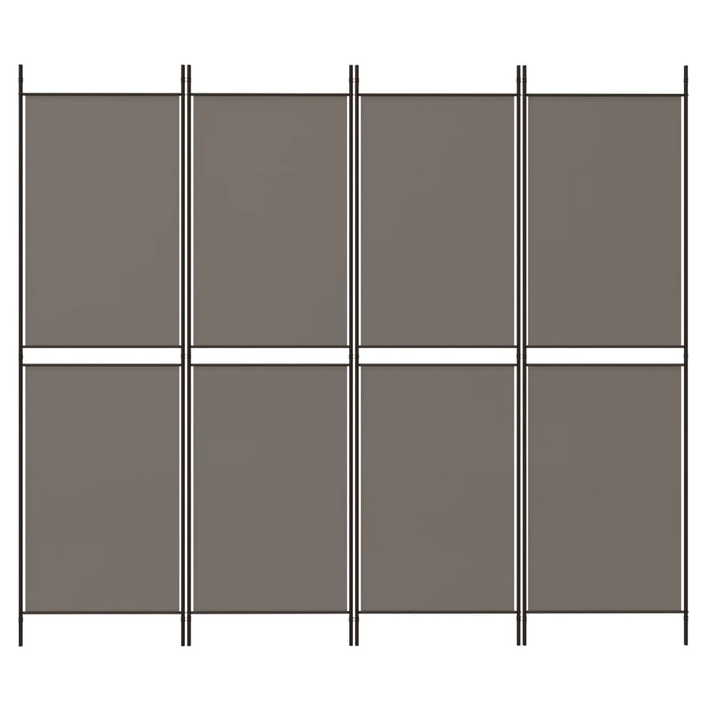 Divisorio a 4 Pannelli Antracite 200x200 cm Tessuto - homemem39