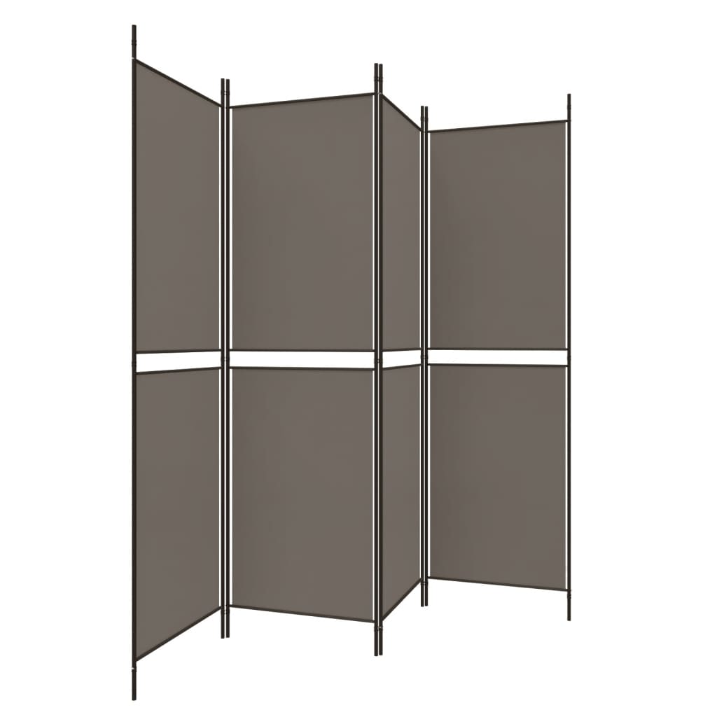 Divisorio a 4 Pannelli Antracite 200x200 cm Tessuto - homemem39