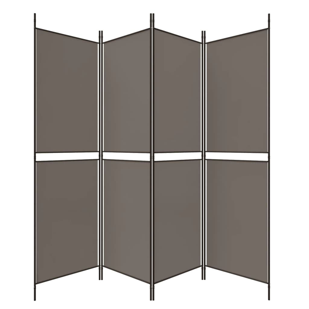 Divisorio a 4 Pannelli Antracite 200x200 cm Tessuto - homemem39