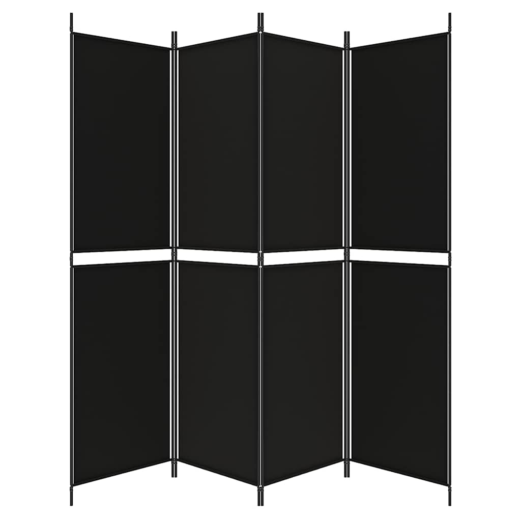 Divisorio a 4 Pannelli Nero 200x200 cm in Tessuto - homemem39