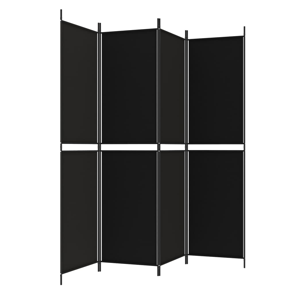 Divisorio a 4 Pannelli Nero 200x200 cm in Tessuto | homemem39
