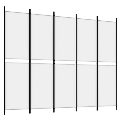 Divisorio a 5 Pannelli Bianco 250x200 cm Tessuto