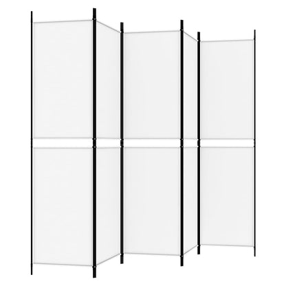 Divisorio a 5 Pannelli Bianco 250x200 cm Tessuto