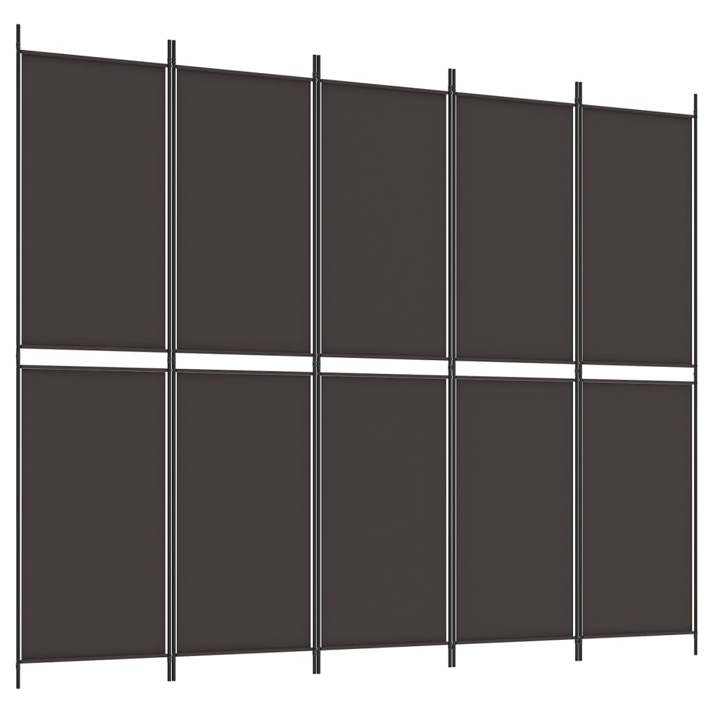 Divisorio a 5 Pannelli Marrone 250x200 cm in Tessuto | homemem39