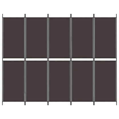Divisorio a 5 Pannelli Marrone 250x200 cm in Tessuto | homemem39