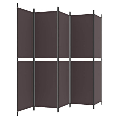 Divisorio a 5 Pannelli Marrone 250x200 cm in Tessuto