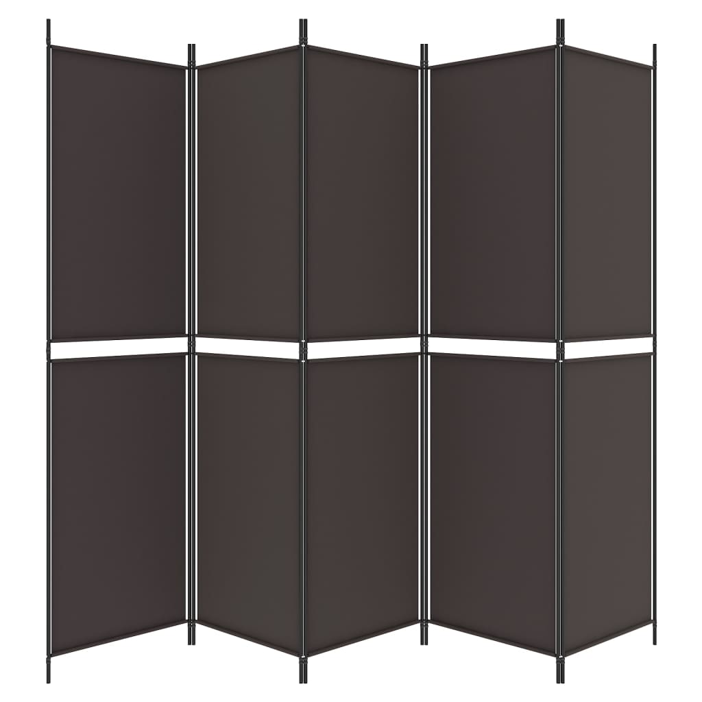 Divisorio a 5 Pannelli Marrone 250x200 cm in Tessuto | homemem39