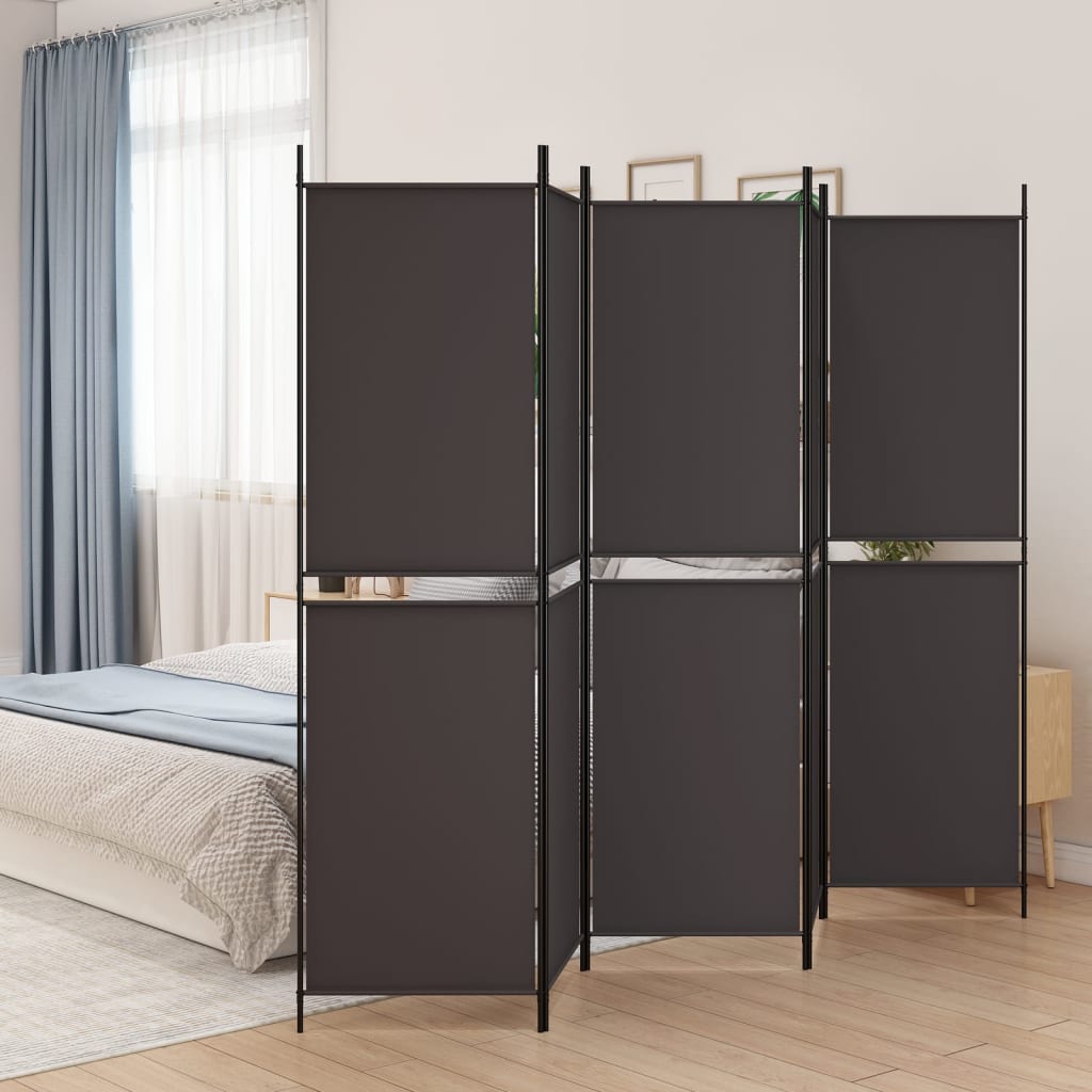 Divisorio a 5 Pannelli Marrone 250x200 cm in Tessuto | homemem39