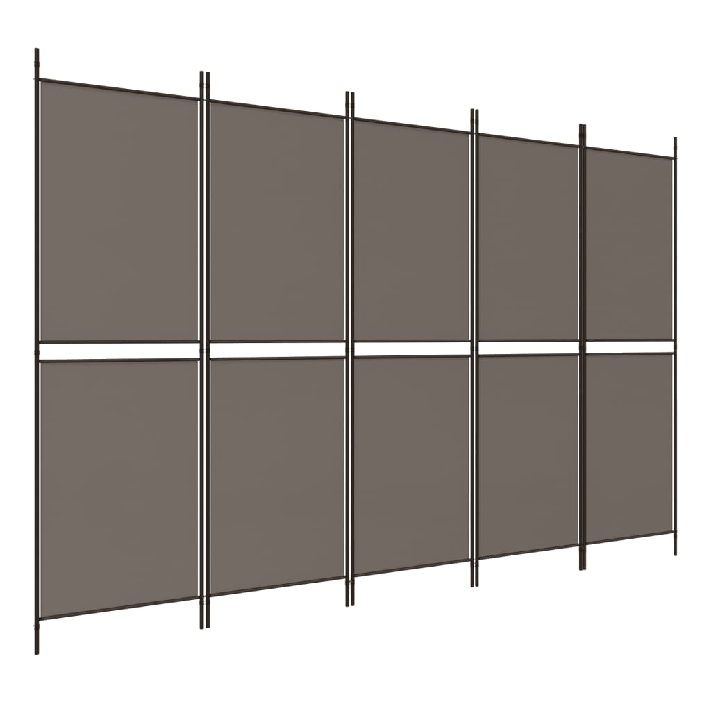 Divisorio a 5 Pannelli Antracite 250x200 cm Tessuto - homemem39