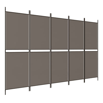 Divisorio a 5 Pannelli Antracite 250x200 cm Tessuto - homemem39