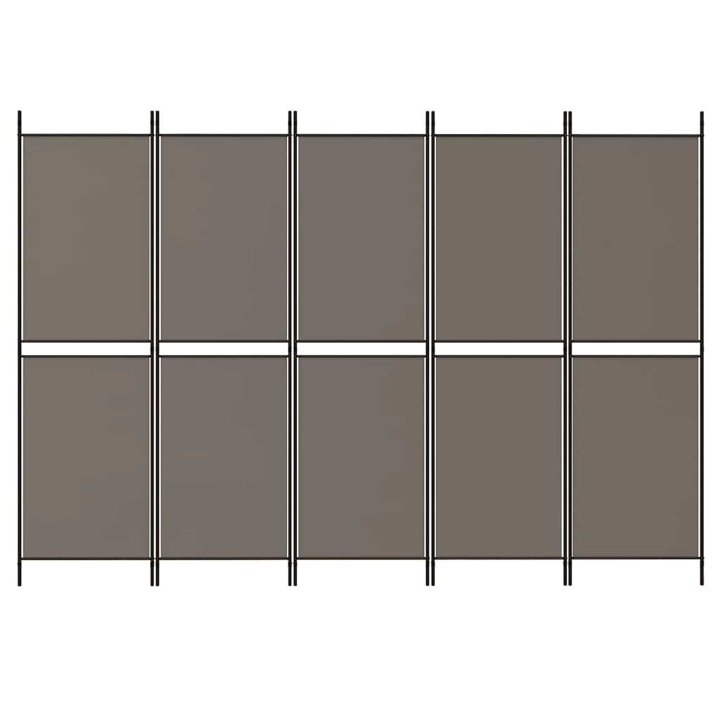 Divisorio a 5 Pannelli Antracite 250x200 cm Tessuto - homemem39