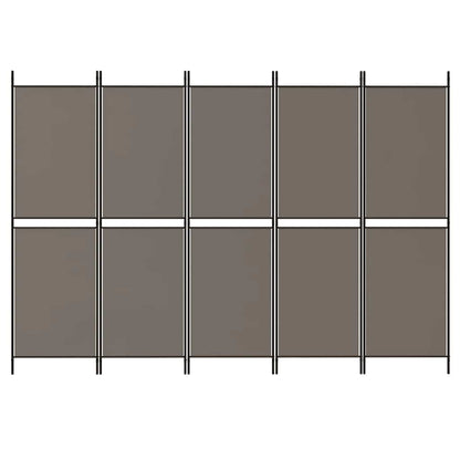 Divisorio a 5 Pannelli Antracite 250x200 cm Tessuto - homemem39