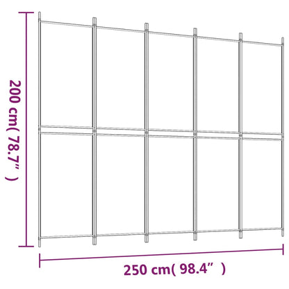 Divisorio a 5 Pannelli Antracite 250x200 cm Tessuto - homemem39