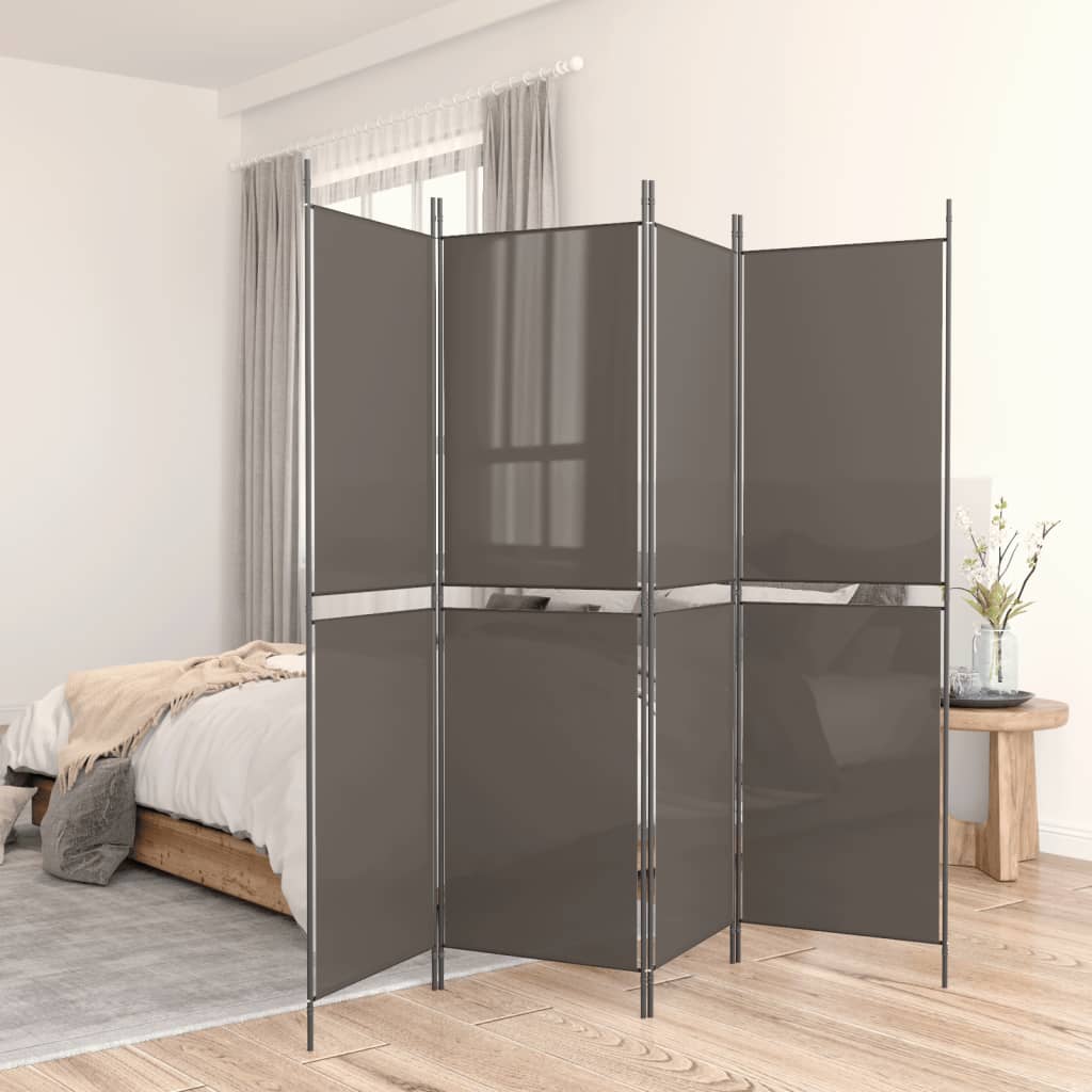 Divisorio a 5 Pannelli Antracite 250x200 cm Tessuto - homemem39