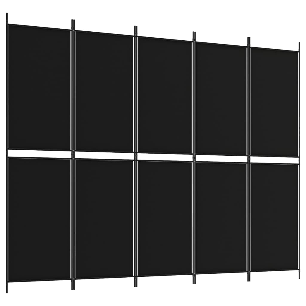 Divisorio 5 Pannelli Nero 250x200 cm Tessuto | homemem39