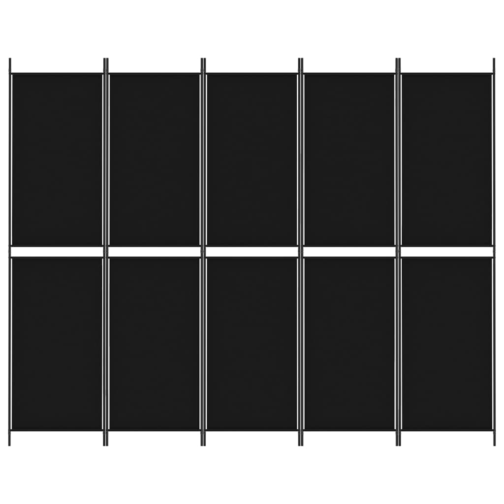 Divisorio 5 Pannelli Nero 250x200 cm Tessuto - homemem39