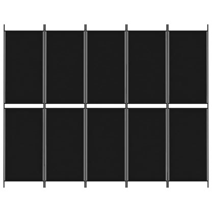 Divisorio 5 Pannelli Nero 250x200 cm Tessuto - homemem39