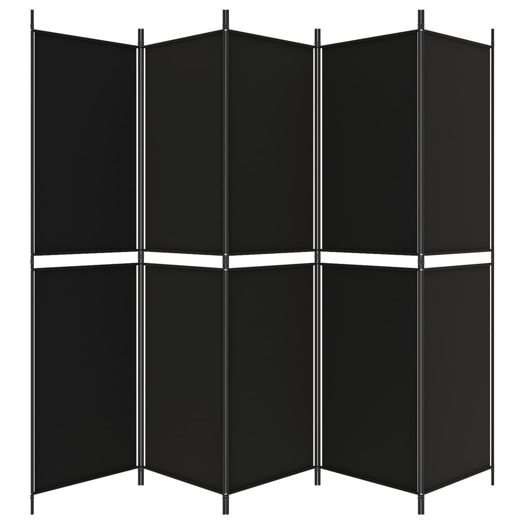 Divisorio 5 Pannelli Nero 250x200 cm Tessuto - homemem39