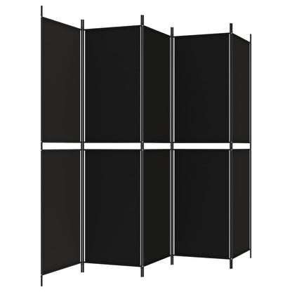 Divisorio 5 Pannelli Nero 250x200 cm Tessuto | homemem39
