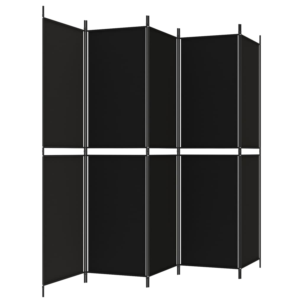 Divisorio 5 Pannelli Nero 250x200 cm Tessuto - homemem39