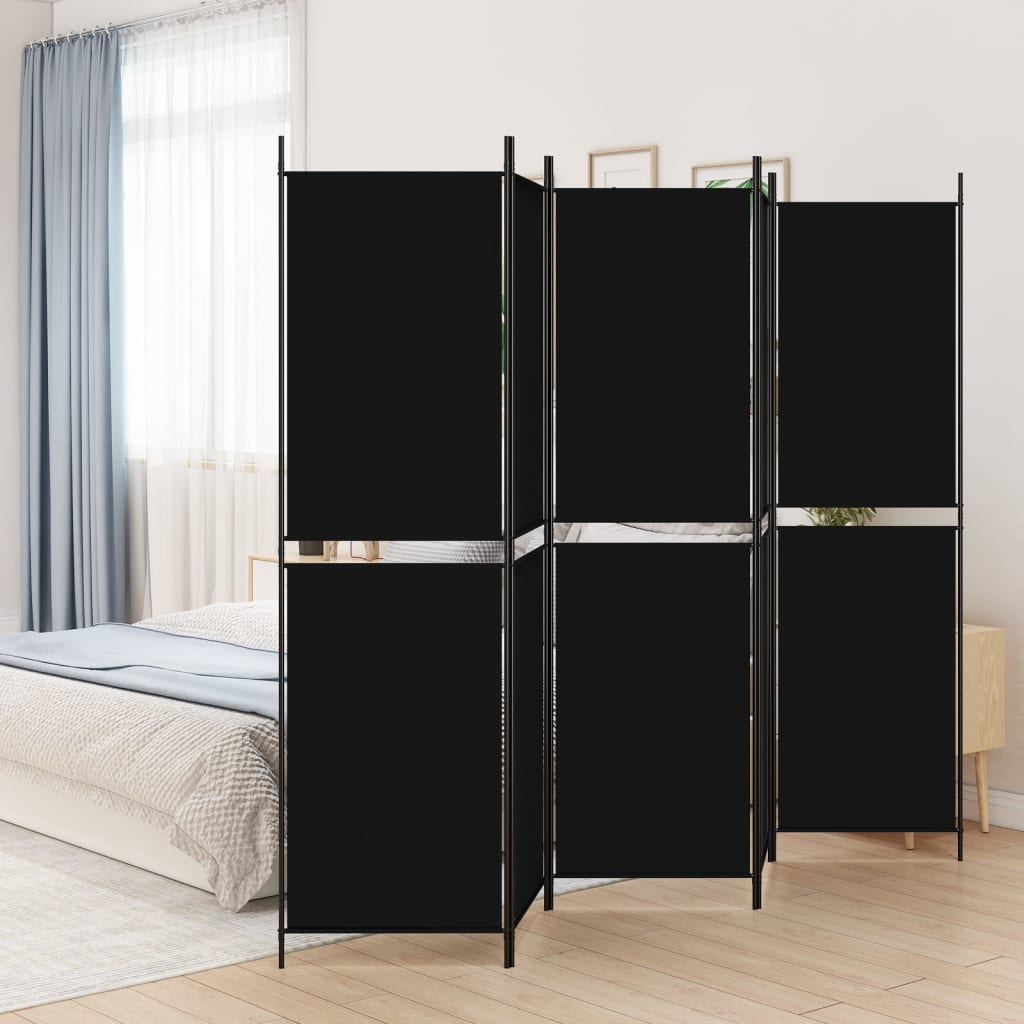 Divisorio 5 Pannelli Nero 250x200 cm Tessuto - homemem39