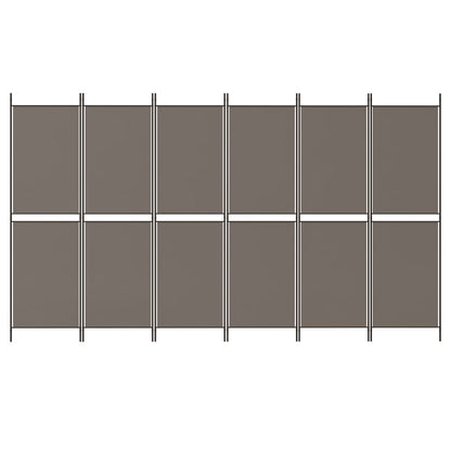 Divisorio a 6 Pannelli Antracite 300x200 cm Tessuto