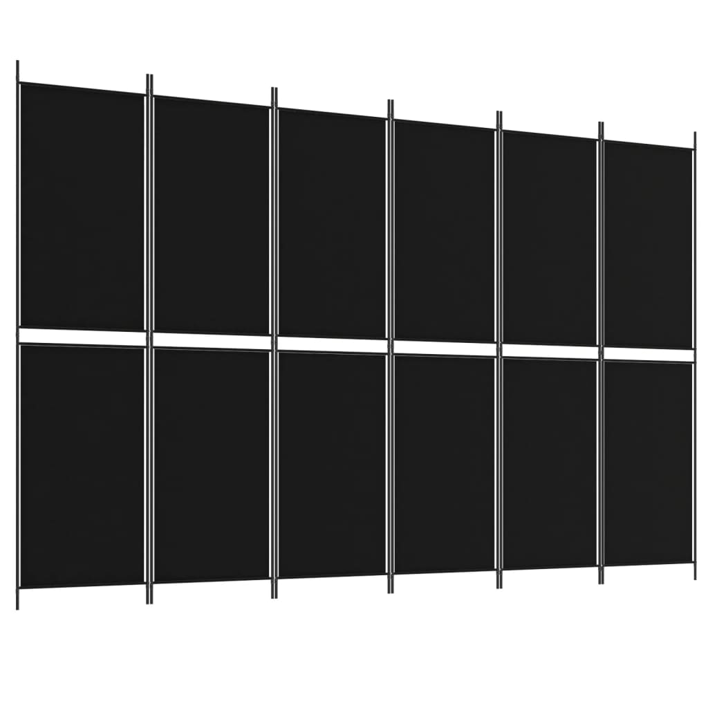Divisorio a 6 Pannelli Nero 300x200 cm in Tessuto | homemem39