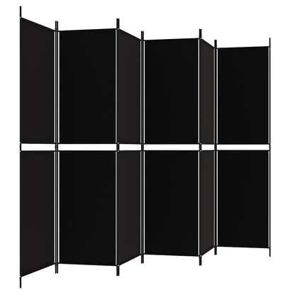 Divisorio a 6 Pannelli Nero 300x200 cm in Tessuto - homemem39