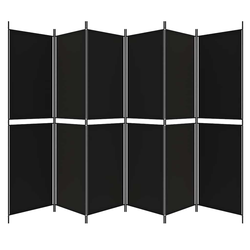 Divisorio a 6 Pannelli Nero 300x200 cm in Tessuto - homemem39