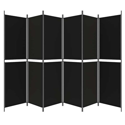 Divisorio a 6 Pannelli Nero 300x200 cm in Tessuto - homemem39