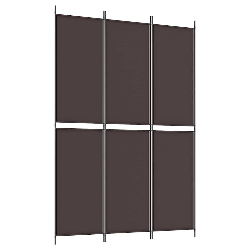 Divisorio a 3 Pannelli Marrone 150x220 cm in Tessuto
