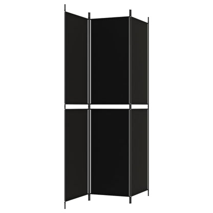 Divisorio a 3 Pannelli Nero 150x220 cm in Tessuto