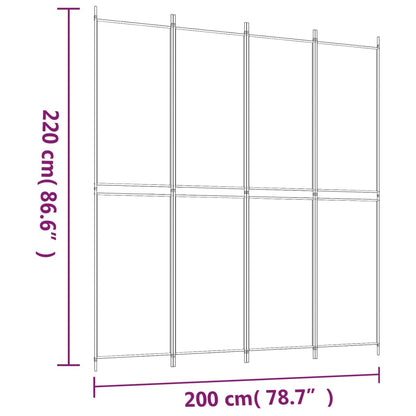 Divisorio a 4 Pannelli Bianco 200x220 cm Tessuto - homemem39