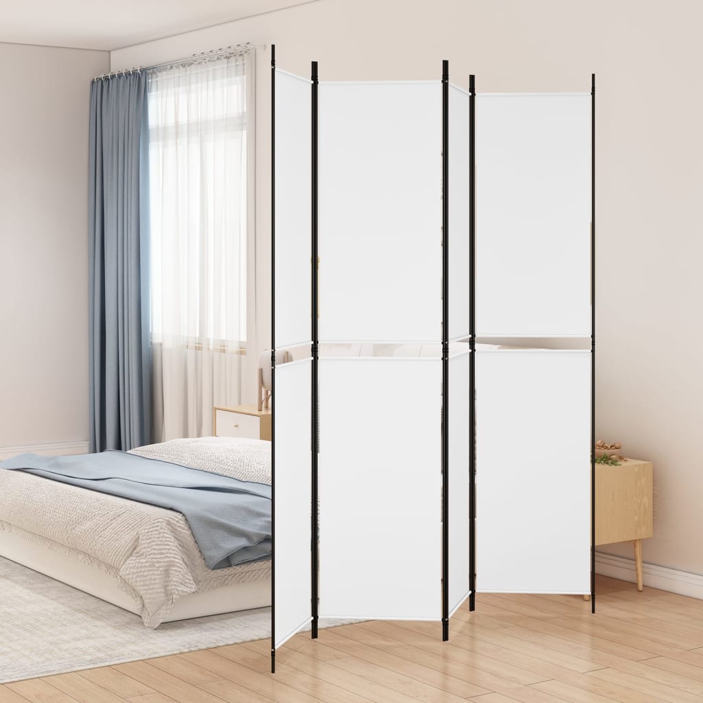 Divisorio a 4 Pannelli Bianco 200x220 cm Tessuto - homemem39