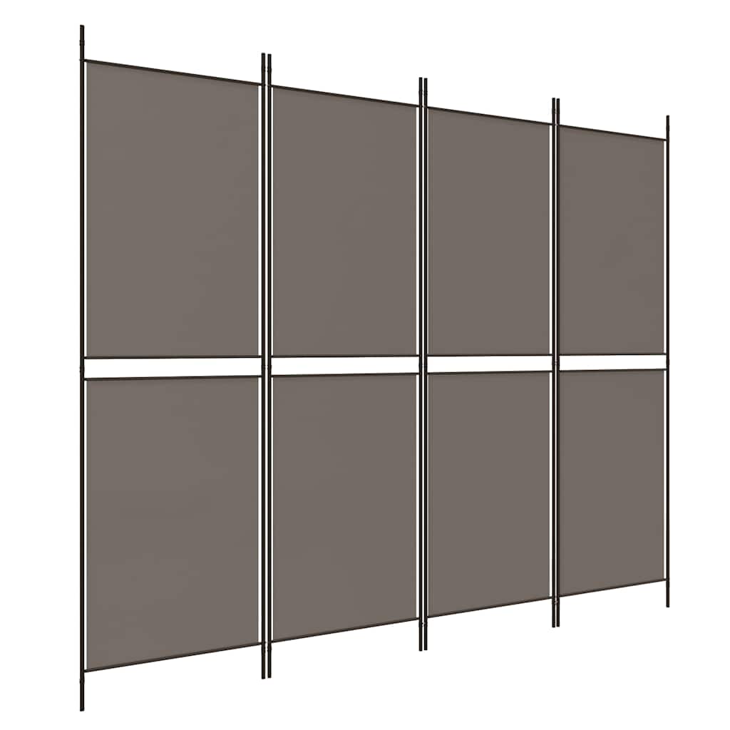 Divisorio a 4 Pannelli Antracite 200x220 cm Tessuto - homemem39