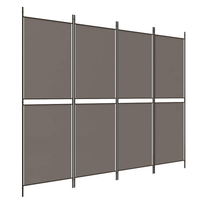 Divisorio a 4 Pannelli Antracite 200x220 cm Tessuto - homemem39