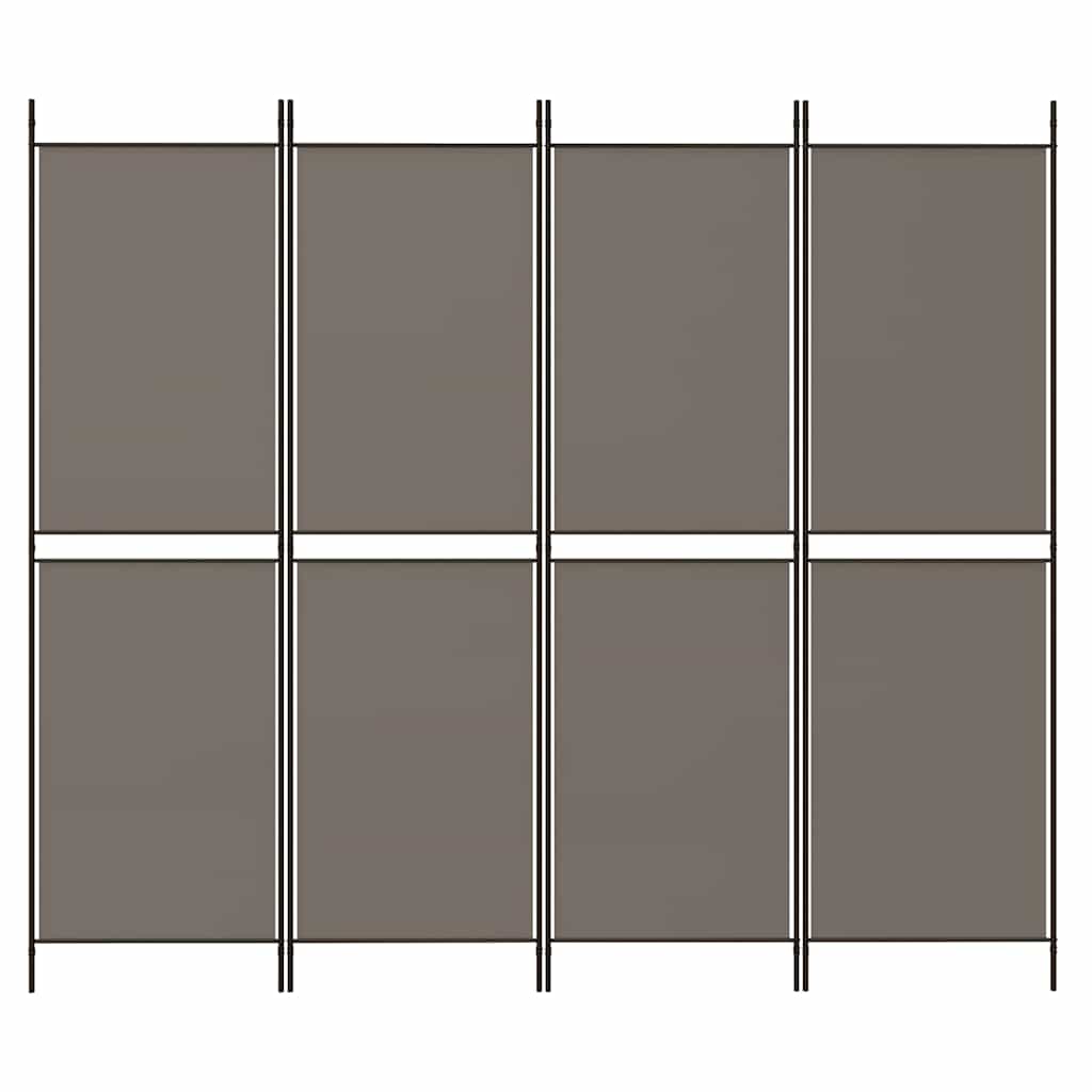 Divisorio a 4 Pannelli Antracite 200x220 cm Tessuto - homemem39
