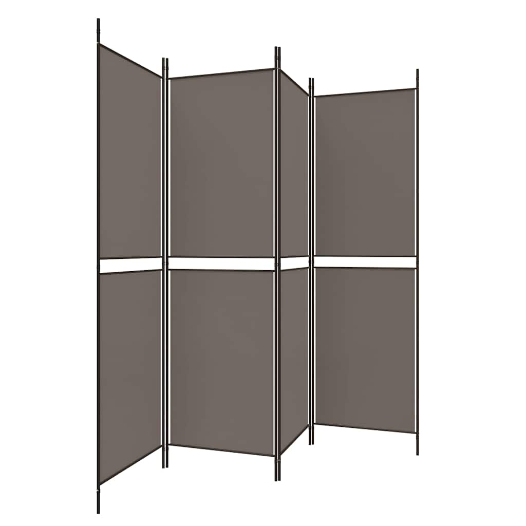 Divisorio a 4 Pannelli Antracite 200x220 cm Tessuto - homemem39