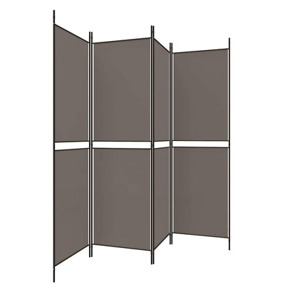 Divisorio a 4 Pannelli Antracite 200x220 cm Tessuto - homemem39