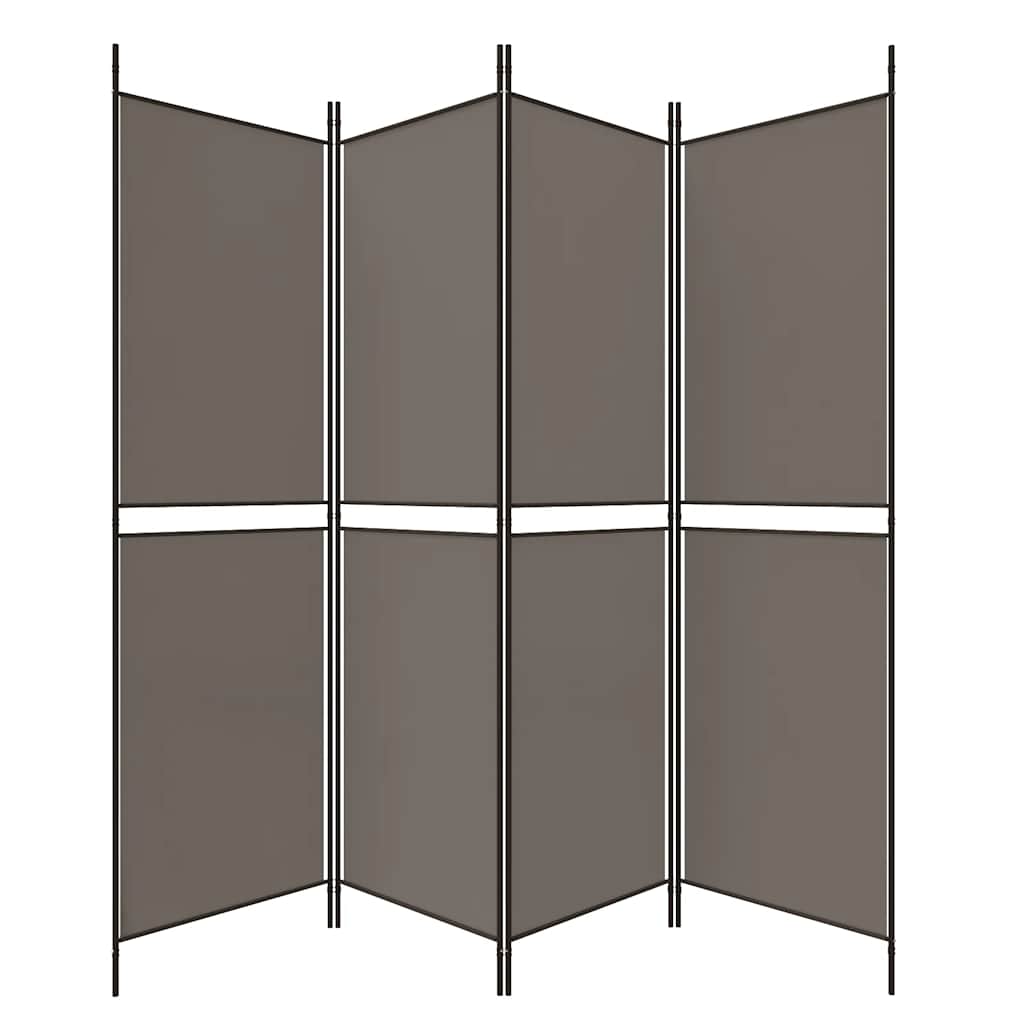 Divisorio a 4 Pannelli Antracite 200x220 cm Tessuto - homemem39