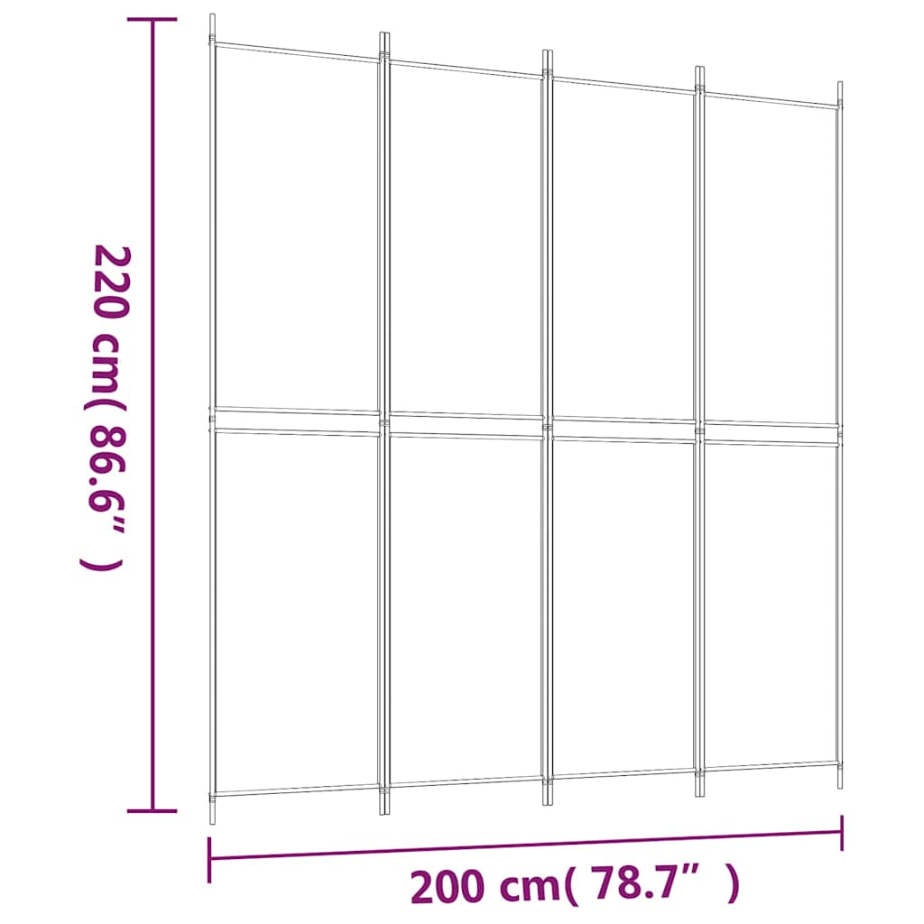 Divisorio a 4 Pannelli Antracite 200x220 cm Tessuto - homemem39