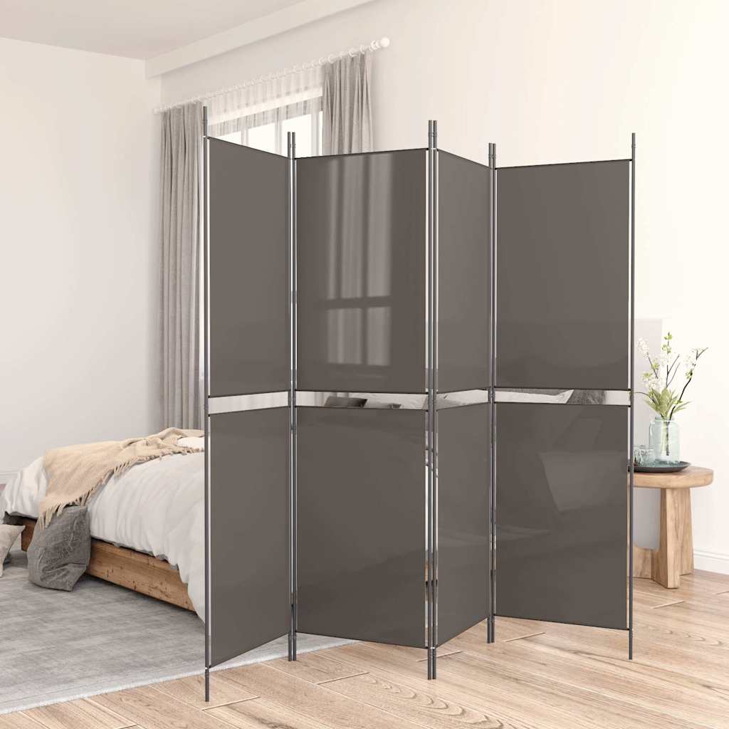 Divisorio a 4 Pannelli Antracite 200x220 cm Tessuto - homemem39