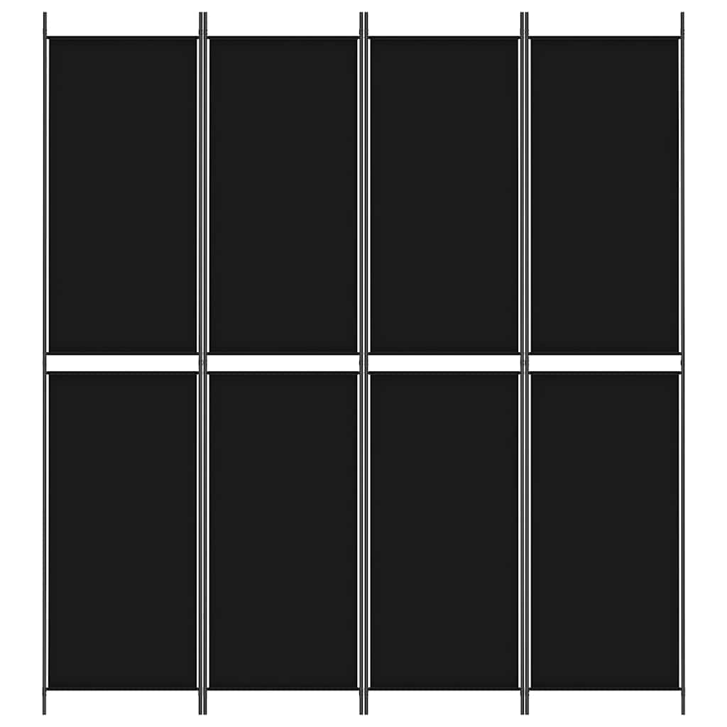 Divisorio a 4 Pannelli Nero 200x220 cm in Tessuto - homemem39