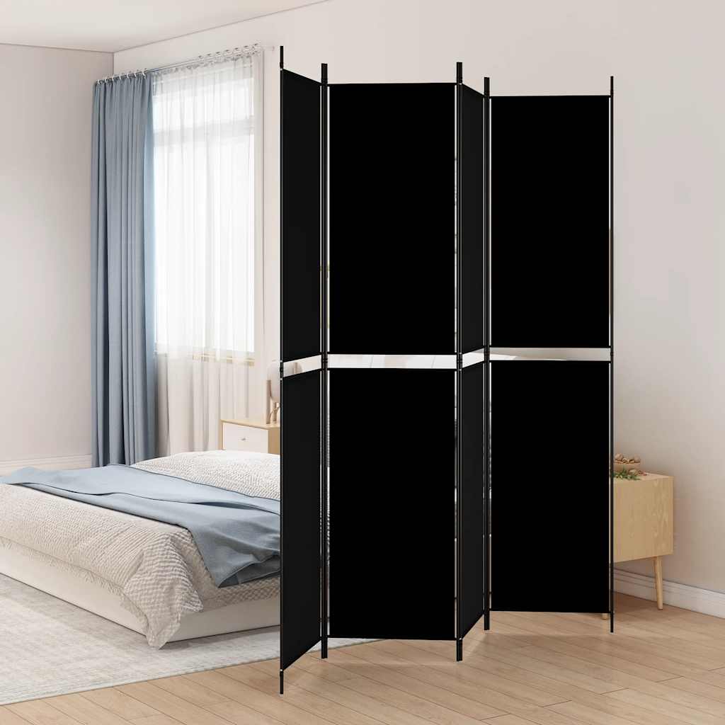 Divisorio a 4 Pannelli Nero 200x220 cm in Tessuto - homemem39