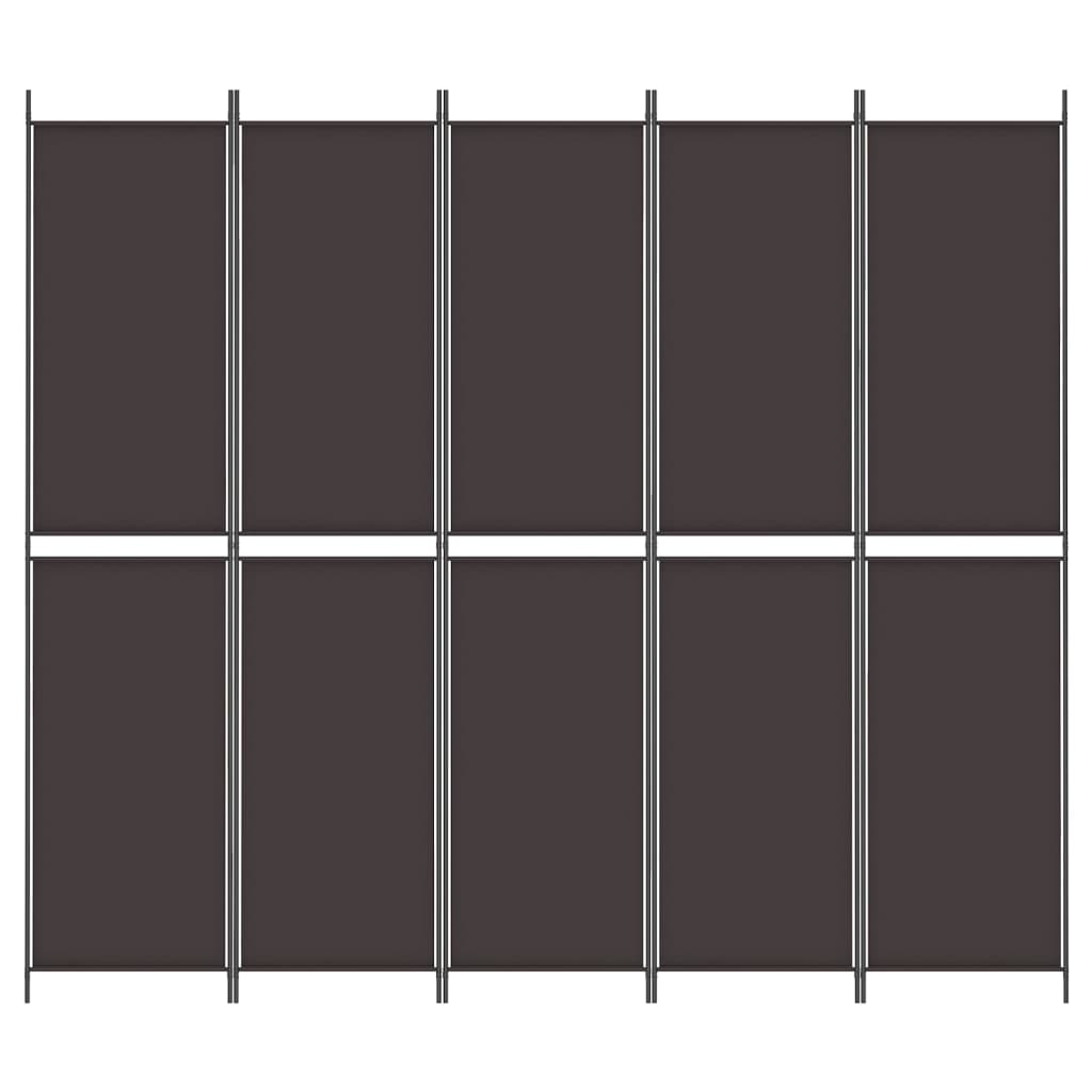 Divisorio a 5 Pannelli Marrone 250x220 cm in Tessuto | homemem39