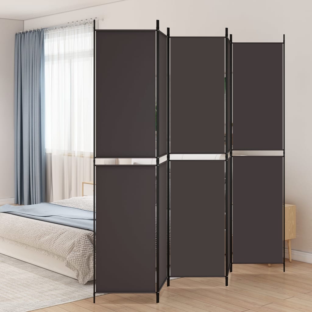 Divisorio a 5 Pannelli Marrone 250x220 cm in Tessuto | homemem39