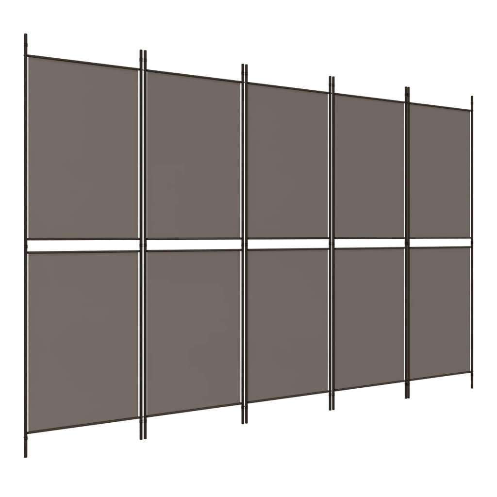 Divisorio a 5 Pannelli Antracite 250x220 cm Tessuto - homemem39