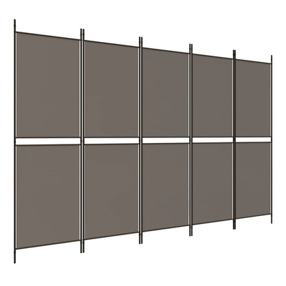 Divisorio a 5 Pannelli Antracite 250x220 cm Tessuto - homemem39