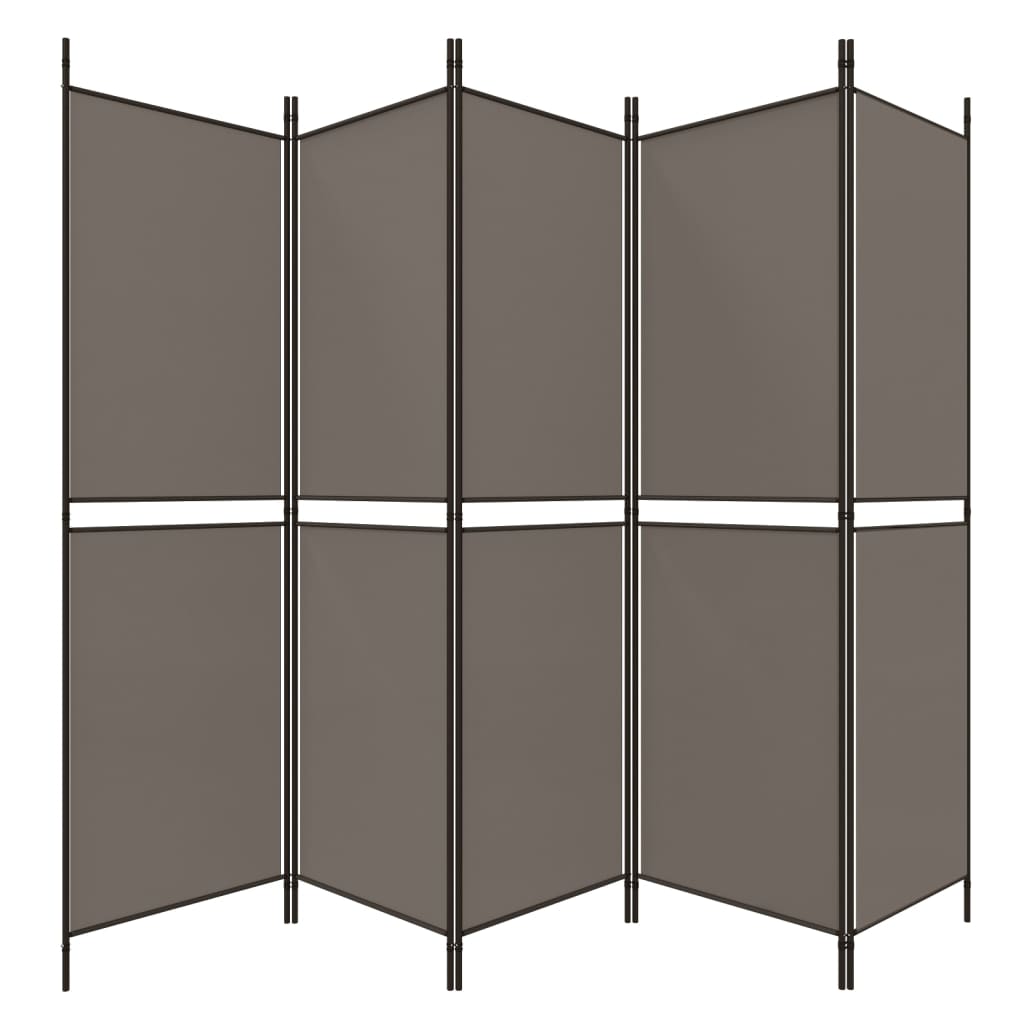 Divisorio a 5 Pannelli Antracite 250x220 cm Tessuto - homemem39