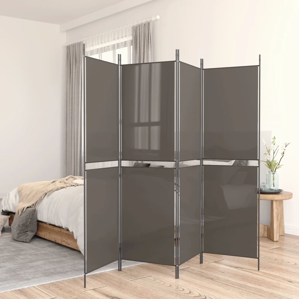 Divisorio a 5 Pannelli Antracite 250x220 cm Tessuto - homemem39